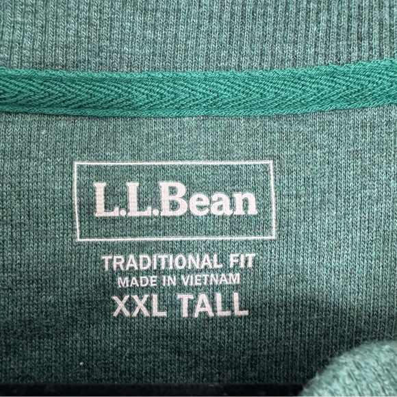 LL Bean Henley Shirt Men XXL Tall Green Unshrinkable Mini-Waffle Traditional Fit - Picture 6 of 10